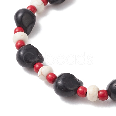 Synthetic Turquoise & Glass Seed Beads Bracelets BJEW-JB12170-01-1