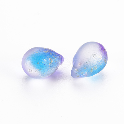 Two Tone Transparent Spray Painted Glass Charms GLAA-T016-37-F01-1