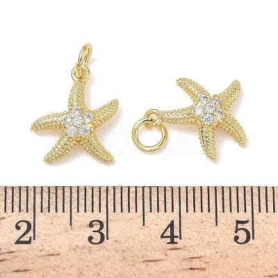 Brass Micro Pave Clear Cubic Zirconia Charms KK-L253-23G-03-1