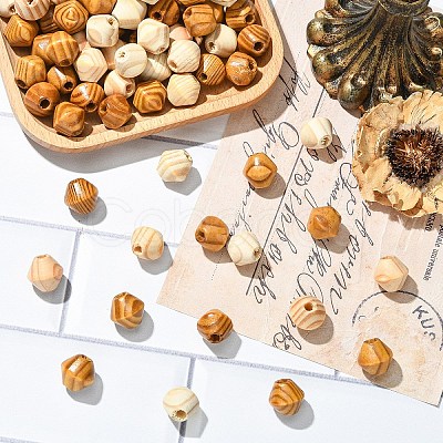 100Pcs 2 Colors Bicone Unfinished Natural Wood Beads WOOD-YW0001-78-1