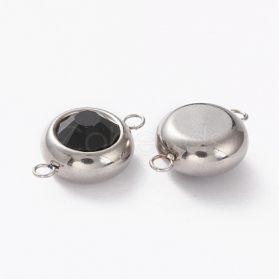 Stainless Steel Color Plated 304 Stainless Steel Pave Cubic Zirconia Links Connectors LS-STAS-I169-02P-04-1