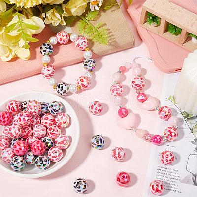 50Pcs UV Plating Opeque Acrylic Beads MACR-SC0001-51A-1