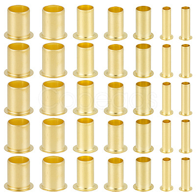 70Pcs 7 Styles Brass Column Compression Sleeves Ferrule KK-BC0015-15-1