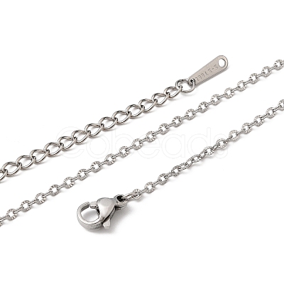 12Pcs 1.8MM 304 Stainless Steel Textured Cable Chain Necklaces for Men Women NJEW-H093-18P-05-1
