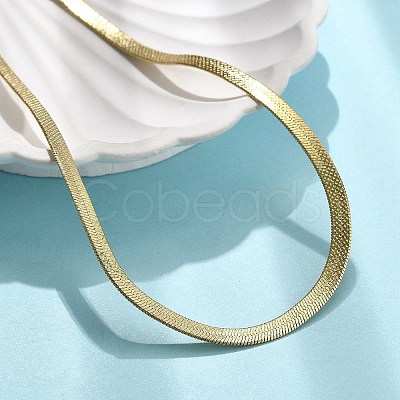 Brass Flat Snake Chain Necklaces for Women NJEW-U035-05G-1