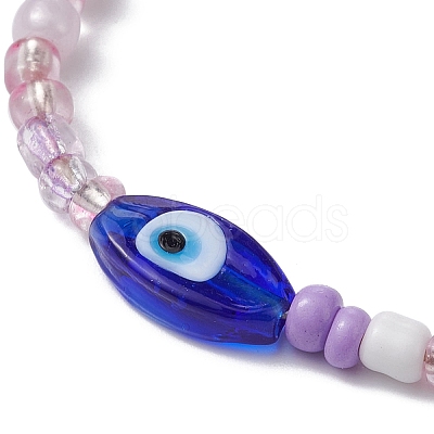 4Pcs 4 Colors Evil Eye Lampwork & Glass Seed Braided Bead Bracelets Set BJEW-JB09706-S-1