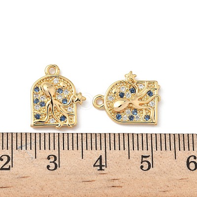 Brass Micro Pave Cubic Zirconia Charms KK-C099-01E-G-1