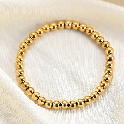 4MM Adjustable 304 Stainless Steel Round Beaded Stretch Bracelets for Women UQ9222-2-1