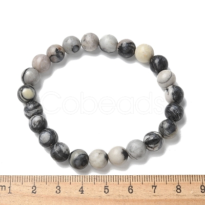 Natural Netstone Bead Stretch Bracelets X-BJEW-K212-B-021-1