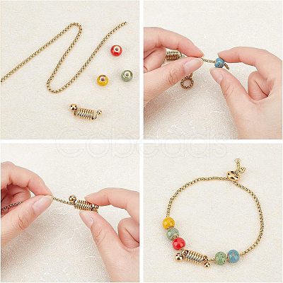 8Pcs 2 Colors 304 Stainless Steel Coil Cord Ends STAS-UN0026-64-1