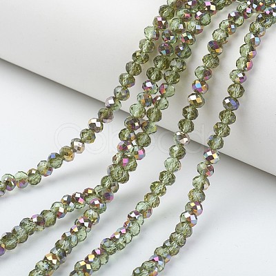Electroplate Transparent Glass Beads Strands EGLA-A034-T6mm-R-1