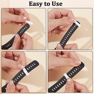 30Pcs 3 Styles Rectangle Silicone Retainer Buckle Holder Watchbands Retaining Hoop Replacement Watch Strap Clasp FIND-CN0002-39B-1