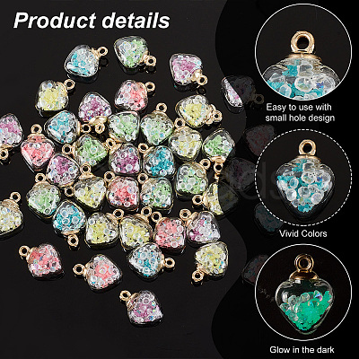 50Pcs 5 Colors Luminous Glass Pendants GLAA-PH0002-59-1