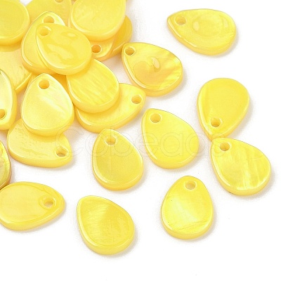 Spray Painted Natural Freshwater Shell Teardrop Charms LS-SHEL-K006-47C-1