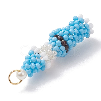 Easter Glass Seed Beaded Dwarf Pendants PALLOY-MZ01037-03-1