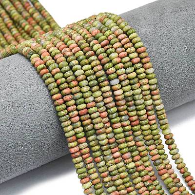 Natural Unakite Beads Strands G-P575-A12-4x2mm-01-1
