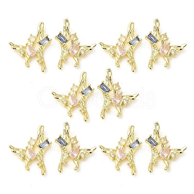 Colorful Cubic Zirconia Butterfly Stud Earrings EJEW-H092-04G-1