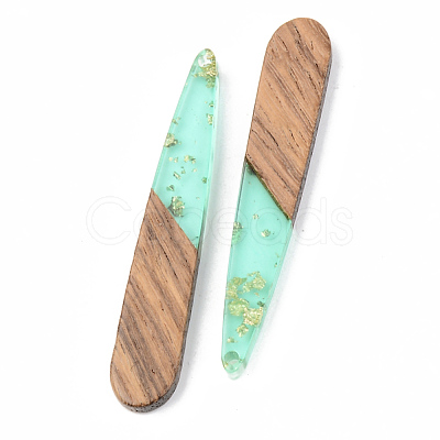 Transparent Resin & Walnut Wood Pendants RESI-S389-039A-B02-1