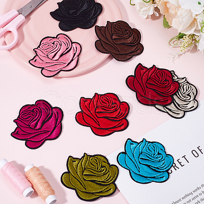 18Pcs 9 Colors Flower Embroider Self-adhesion Thread Iron on & Sew On Patches DIY-CY0001-22-1
