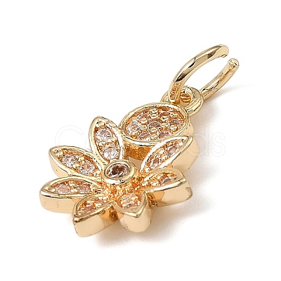 Brass Micro Pave Cubic Zirconia Charms KK-C133-03C-G-1