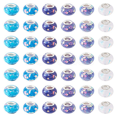 60Pcs 6 Colors Transparent Resin Rondelle European Beads RESI-TA0004-89-1