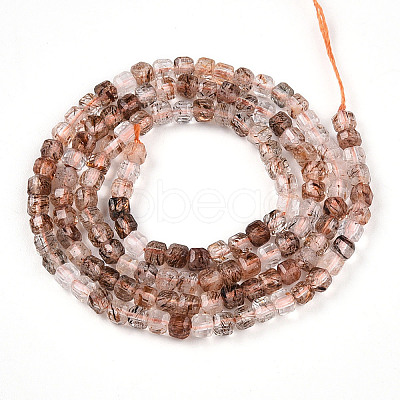 Natural Black Gold Rutilated Quartz Beads Strands G-T141-59-1