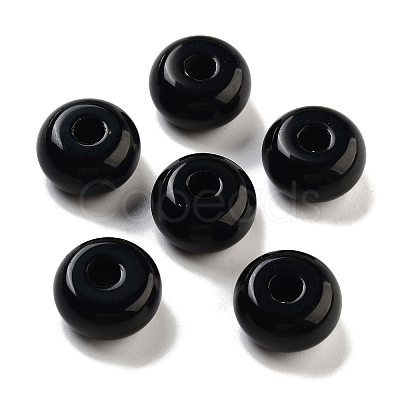 Natural Black Obsidian European Beads G-C134-04A-1