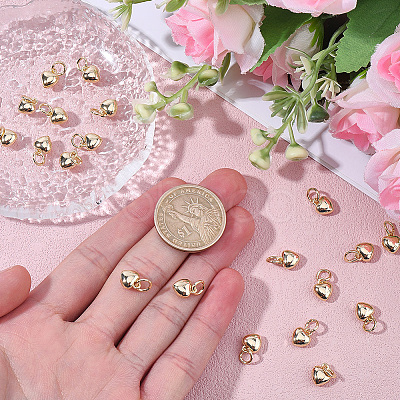 20Pcs Rack Plating Brass Heart Charms KK-BBC0024-87A-1