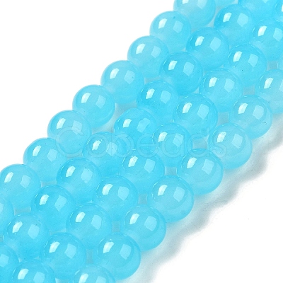 Baking Paint Imitation Jade Glass Round Bead Strands X-DGLA-Q021-8mm-06-1