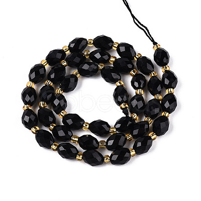 Natural Black Obsidian Beads Strands G-N342-35-8x6-01-1