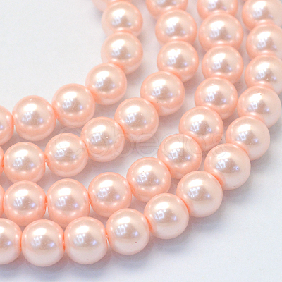 Baking Painted Pearlized Glass Pearl Round Bead Strands HY-Q003-6mm-05-1