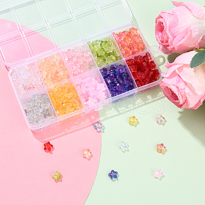 350Pcs 10 Colors Transparent Spray Painted Frosted Glass Beads GLAA-YW0005-27-1