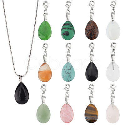 12Pcs 12 Colors Gemstone Pendant Decorations FIND-PH0004-39-1