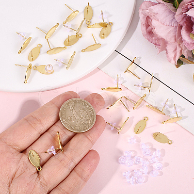 30Pcs 304 Stainless Steel Stud Earring Findings STAS-BBC0008-92G-1