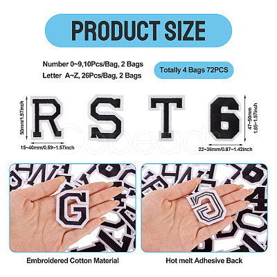 4 Bags 72Pcs Polyester Thread Cloth Patch PATC-TA0001-33-1