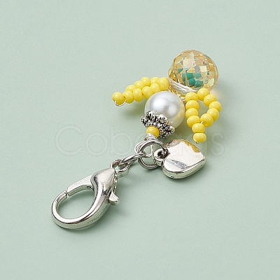 Angel Glass Seed Beads Pendant Decorations HJEW-MZ00109-02-1
