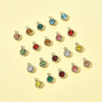 20Pcs 10 Colors 201 Stainless Steel Rhinestone Charms STAS-FS0002-05-1