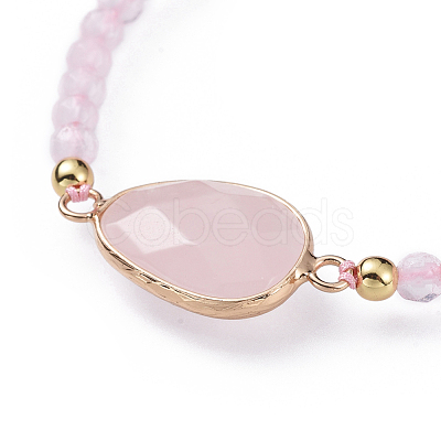 Adjustable Natural Rose Quartz Braided Bead Bracelets BJEW-JB04559-04-1