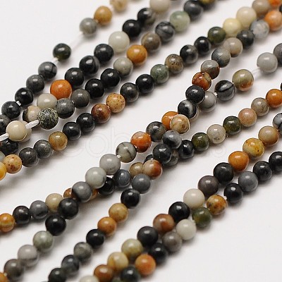 Natural Polychrome Jasper/Picasso Stone/Picasso Jasper Bead Strands X-G-A130-2mm-22-1