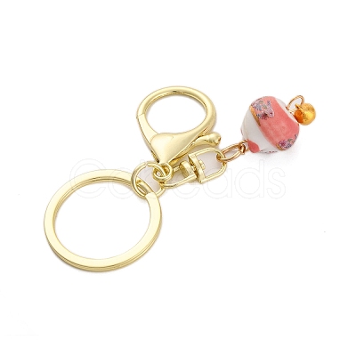 Fortune Cat Porcelain Pendant Keychain KEYC-G064-03E-1
