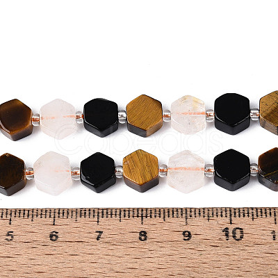 Natural Obsidian & Citrine & Tiger Eye Beads Strands G-N358-03A-05-1