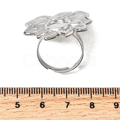 Adjustable 304 Stainless Steel Open Cuff Ring Components STAS-P403-01G-P-1