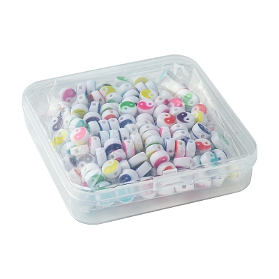 200Pcs Printed Opaque Acrylic Beads OACR-FS0001-54-1