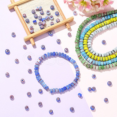 1 Strand Handmade Millefiori Glass Beads Strands LAMP-YW0004-16A-1
