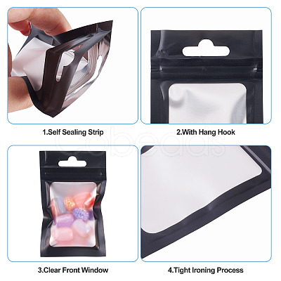 160Pcs Plastic Yin-yang Resealable Bags with Visible Window ABAG-TA0001-94A-1