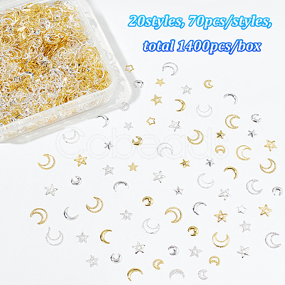 Olycraft 1400Pcs 20 Style Brass Cabochons MRMJ-OC0003-80-1