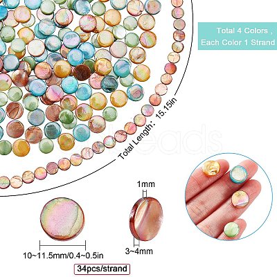 4 Strands 4 Colors Freshwater Shell Beads Strands SHEL-SC0001-13-1