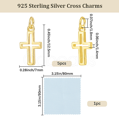 5Pcs 925 Sterling Silver Cross Charms STER-BBC0009-96-1