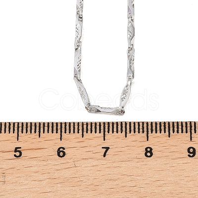 2MM Brass Textured Flat Bar Link Chains Necklaces for Men Women NJEW-L012-08P-1