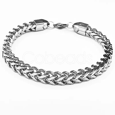 6mm Stainless Steel Bracelet with Woven Four-sided Grinding Chain - Hip-hop Style ST8772756-1